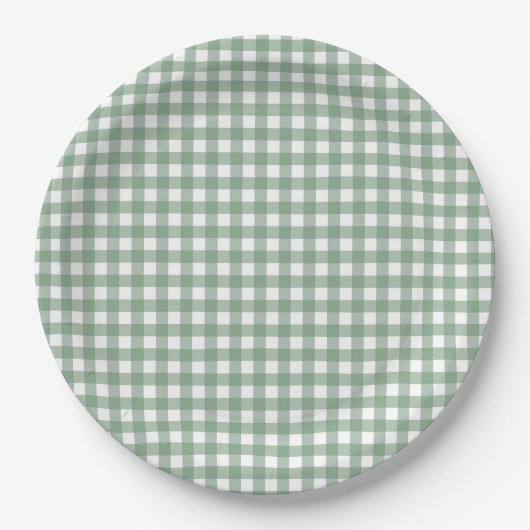 Faye und Lauren Fall Green Gingham Pappteller (Vorderseite)