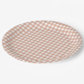 Faye und Lauren Fall Light Brown Gingham Pappteller (Schrägansicht)