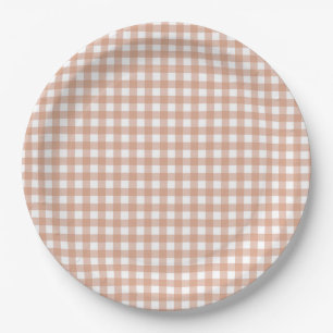 Faye und Lauren Fall Light Brown Gingham Pappteller