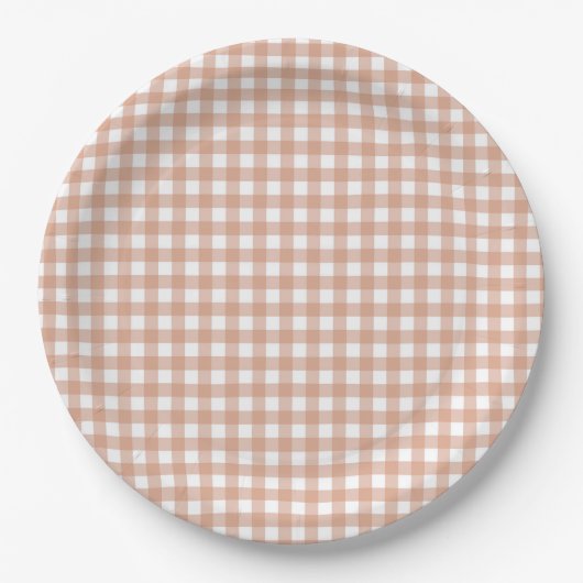 Faye und Lauren Fall Light Brown Gingham Pappteller (Vorderseite)