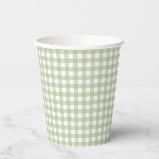 Faye und Lauren Fall Light Green Gingham Pappbecher (Vorderseite)