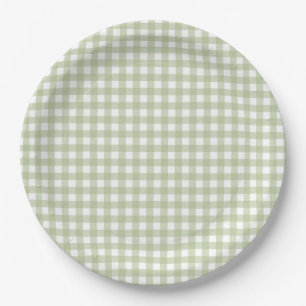 Faye und Lauren Fall Light Green Gingham Pappteller