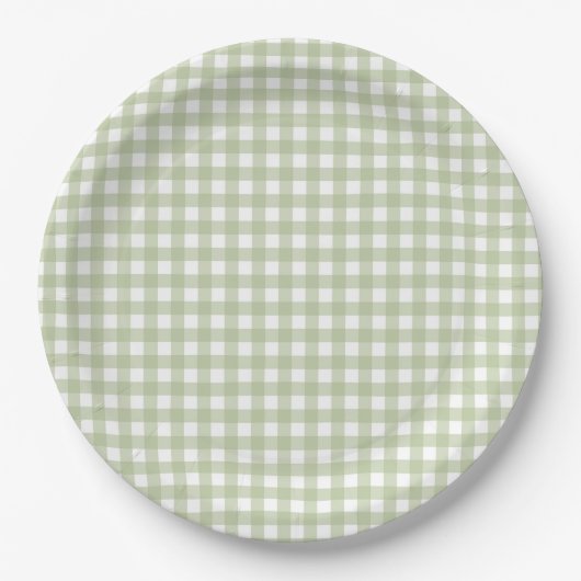 Faye und Lauren Fall Light Green Gingham Pappteller (Vorderseite)