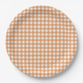Faye und Lauren Fall Orange Gingham Pappteller (Vorderseite)