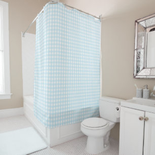 Faye und Lauren Light Blue Gingham Duschvorhang