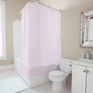 Faye und Lauren Light Pink Gingham Duschvorhang