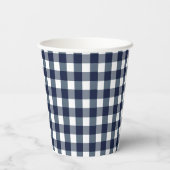 Faye und Lauren Navy Gingham Pappbecher (Rückseite)
