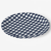 Faye und Lauren Navy Gingham Pappteller (Schrägansicht)