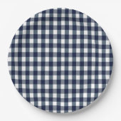 Faye und Lauren Navy Gingham Pappteller (Vorderseite)