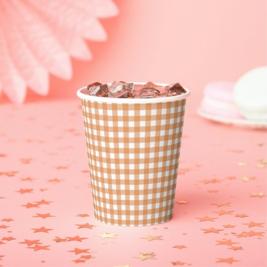 Faye und Lauren Orange Gingham Pappbecher (Insitu)