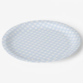 Faye und Lauren Pastel Blue Gingham Pappteller (Schrägansicht)