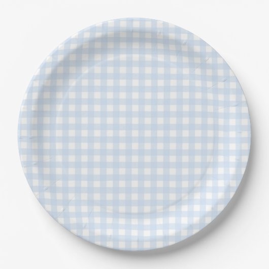 Faye und Lauren Pastel Blue Gingham Pappteller (Vorderseite)