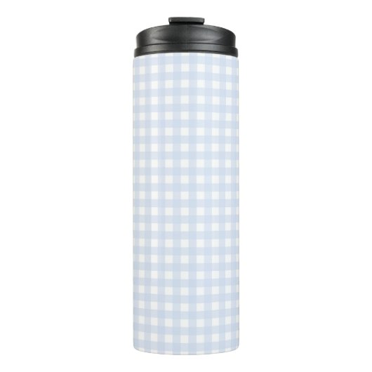 Faye und Lauren Pastel Blue Gingham Thermosbecher (Vorderseite)