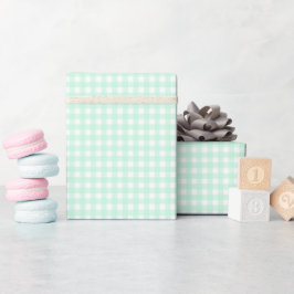 Faye und Lauren Pastel Gingham Green Geschenkpapier