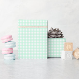 Faye und Lauren Pastel Gingham Green Geschenkpapier