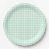 Faye und Lauren Pastel Gingham Green Pappteller (Vorderseite)