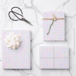 Faye und Lauren Pastel Gingham Multicolor Geschenkpapier Set