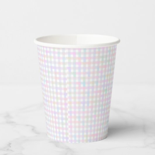 Faye und Lauren Pastel Gingham Multicolor Pappbecher (Links)