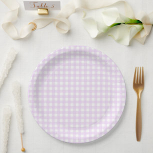 Faye und Lauren Pastel Lila Gingham Pappteller
