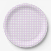Faye und Lauren Pastel Lila Gingham Pappteller (Vorderseite)