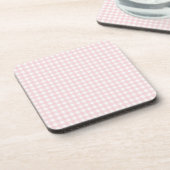 Faye und Lauren Pastel Pink Gingham Getränkeuntersetzer (Linke Seite)