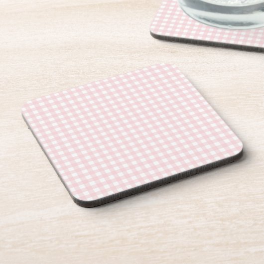 Faye und Lauren Pastel Pink Gingham Getränkeuntersetzer (Linke Seite)