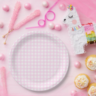 Faye und Lauren Pastel Pink Gingham Pappteller