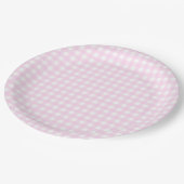 Faye und Lauren Pastel Pink Gingham Pappteller (Schrägansicht)