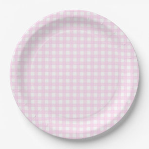 Faye und Lauren Pastel Pink Gingham Pappteller