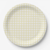 Faye und Lauren Pastel Yellow Gingham Pappteller (Vorderseite)