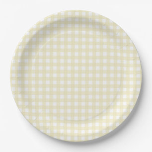 Faye und Lauren Pastel Yellow Gingham Pappteller