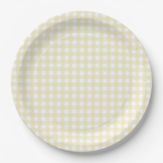 Faye und Lauren Pastel Yellow Gingham Pappteller (Vorderseite)