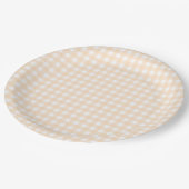 Faye und Lauren Peach Gingham Pappteller (Schrägansicht)
