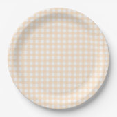 Faye und Lauren Peach Gingham Pappteller (Vorderseite)