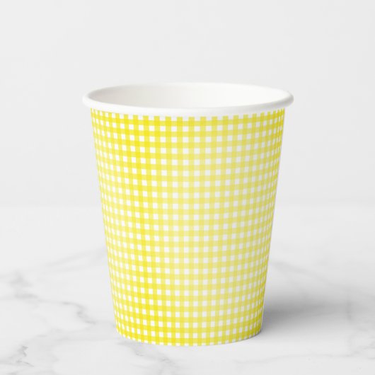 Faye Yellow Gingham Paper Cups Pappbecher (Rückseite)
