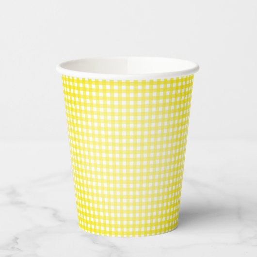 Faye Yellow Gingham Paper Cups Pappbecher (Links)