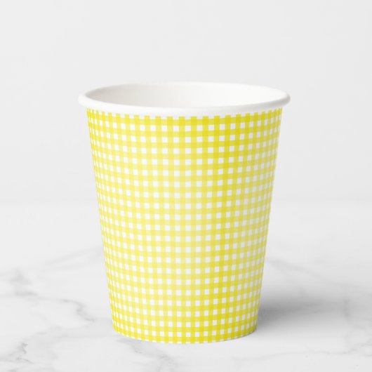 Faye Yellow Gingham Paper Cups Pappbecher (Vorderseite)