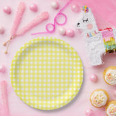 Faye Yellow Gingham Paper Plate Pappteller (Party)