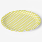 Faye Yellow Gingham Paper Plate Pappteller (Schrägansicht)