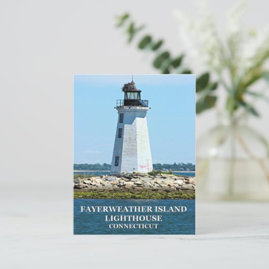 Fayerweather Island Lighthouse, Connecticut Postkarte (Stehend Vorderseite)