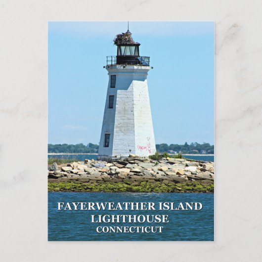 Fayerweather Island Lighthouse, Connecticut Postkarte (Vorderseite)