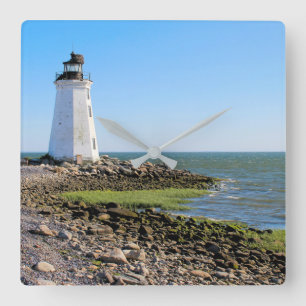 Fayerweather Island Lighthouse, Connecticut Quadratische Wanduhr