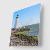 Fayerweather Island Lighthouse, Connecticut Quadratische Wanduhr (Winkel)