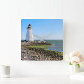 Fayerweather Island Lighthouse, Connecticut Quadratische Wanduhr (Zuhause)