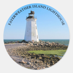 Fayerweather Island Lighthouse CT Round Sticker