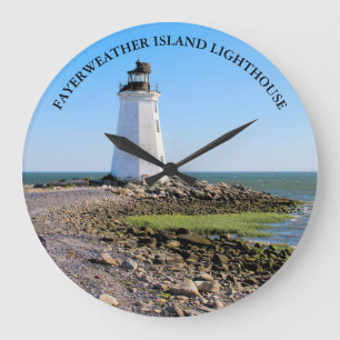Fayerweather Island Lighthouse CT Round Wall Clock Große Wanduhr