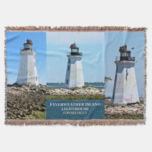 Fayerweather Island Lighthouse, CT Throw Blanket Decke (Vorderseite)