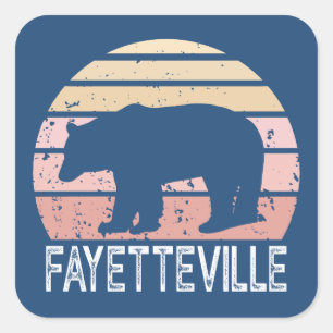 Fayetteville Arkansas Retro Bär Quadratischer Aufkleber