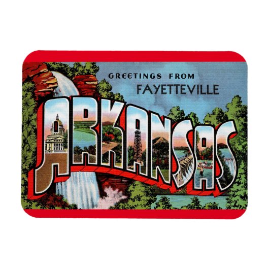 Fayetteville Arkansas Vintage Travel Magnet (Horizontal)