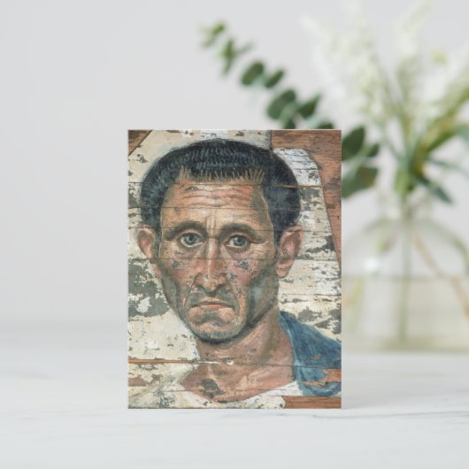 Fayum-Porträt eines Mannes in einem blauen Mantel, Postkarte (Stehend Vorderseite)
